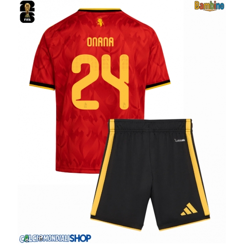 Maglie da calcio Belgio Amadou Onana #24 Prima Maglia Bambino Mondiali 2026  Manica Corta + Pantaloni corti)